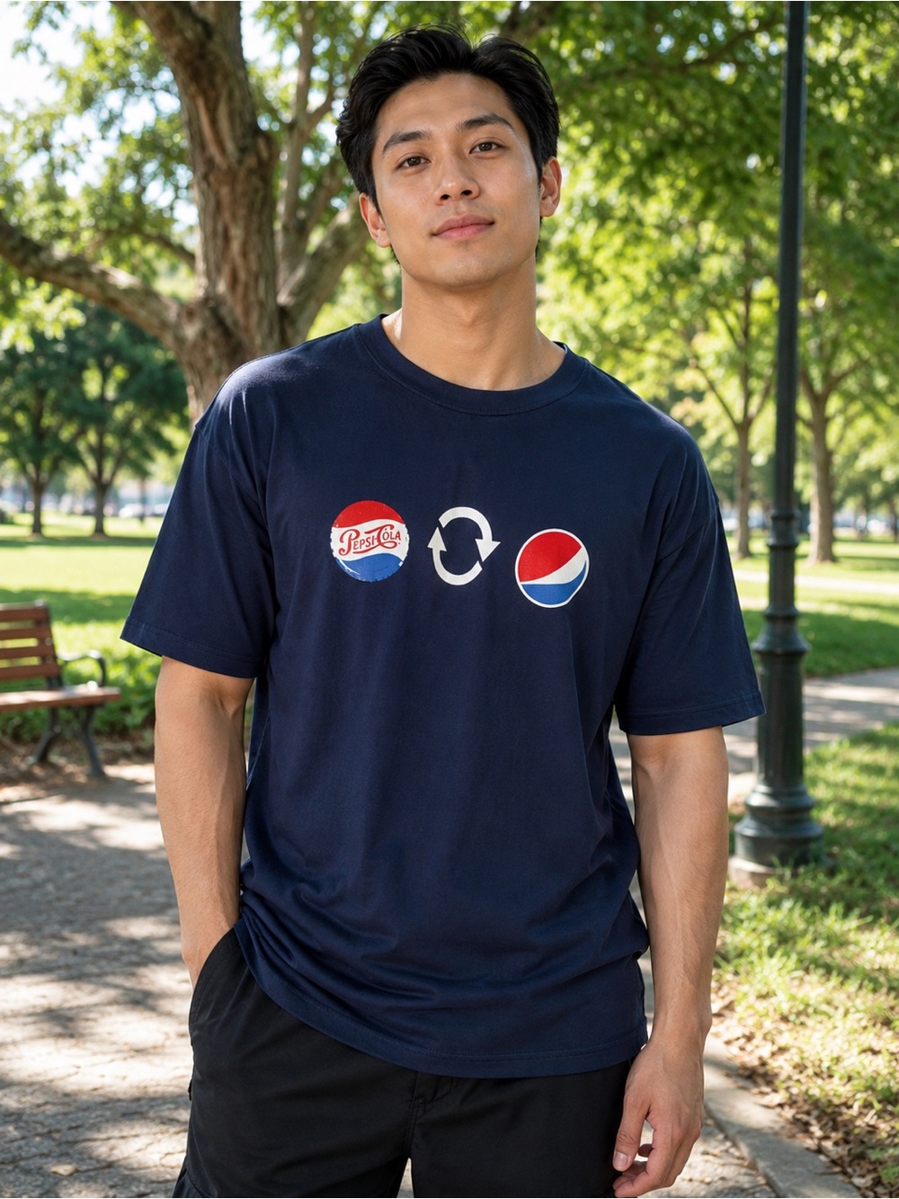 Pepsi Logo Navy Graphic Tee - Red, White & Blue